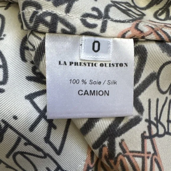 La Prestic Ouiston Punks Not Dead I did It My Way Silk Camion Blouse Tank Sz‎ 0